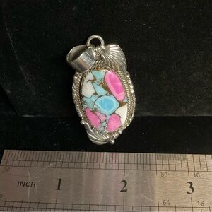 926 Sterling Silver and Cotton Candy Turquoise Pendant